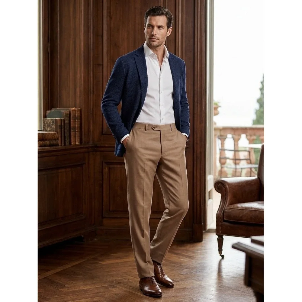 Canali 1934 Mens Tan 100% Wool Dress Pants Made in Italy Size 52 EU 36 US